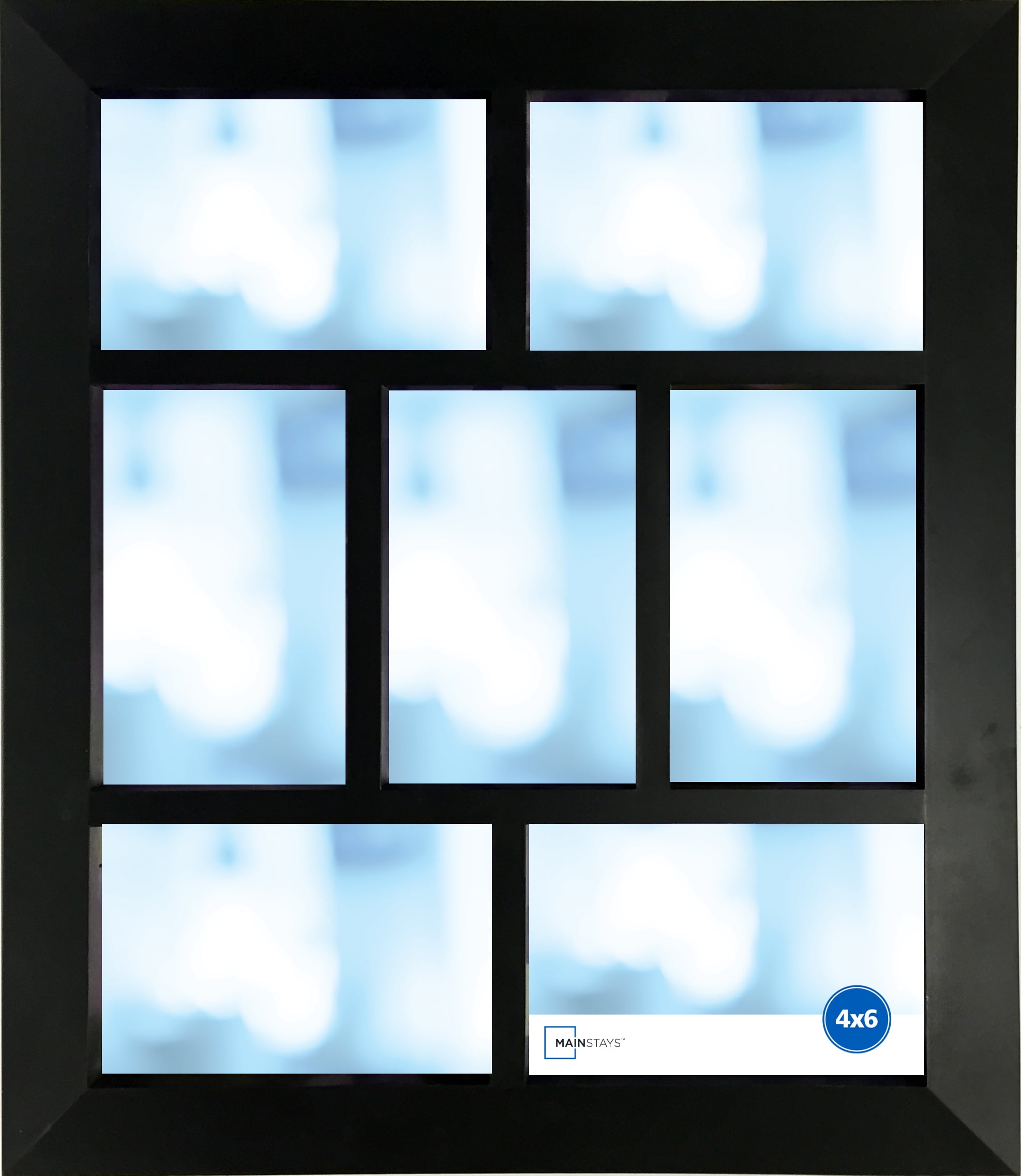 Mainstays 7Opening 4" x 6" Wide Bevel Black Collage Picture Frame