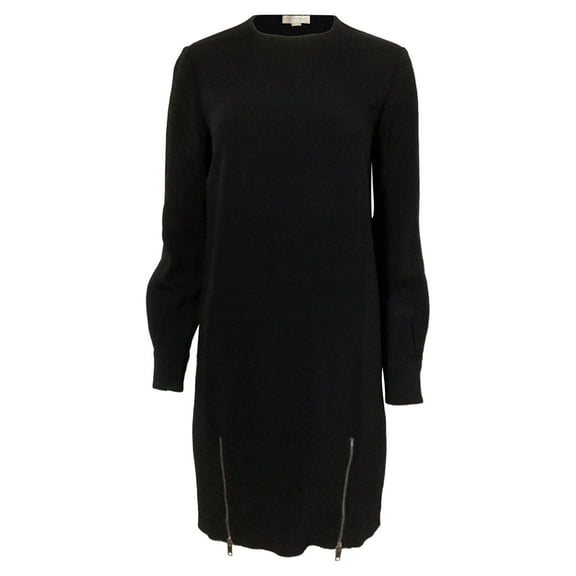 Pre-Owned Stella McCartney Zipper Detail Long Sleeve Dress in Black Rayon