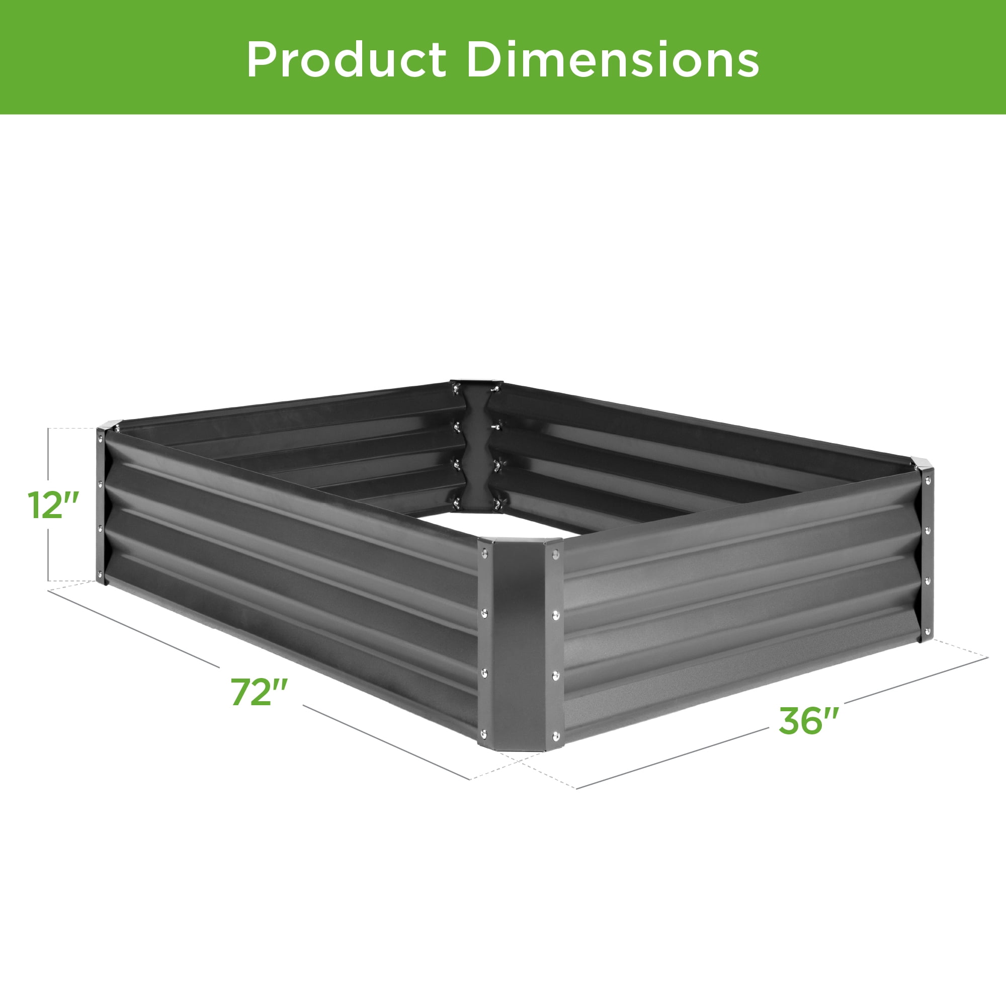 Best Choice Products 6x3x1ft Outdoor Metal Raised Garden Bed for Vegetables, Flowers, Herbs, Plants - Dark Gray