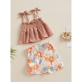 thumbnail image 3 of Coduop Toddler Baby Girls Summer Outfit Set,leeveless Sling Tank Tops and Floral Shorts 2Pcs Suit, 3 of 9