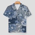 thumbnail image 2 of PRIYAL Denim Flower Patchwork Womens Pajamas Shorts Set Two-piece Pj Sets Short Sleeve, 2 of 6