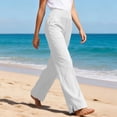 thumbnail image 5 of DORKASM Linen Pants for Women Straight Leg Causal Lounge Pants High Waist Beach Loose Fit Vocation Trousers 2026 Trendy with Pockets White 2XL, 5 of 6