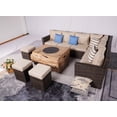 thumbnail image 6 of 8-Piece Patio Brown Wicker Conversation Sofa Set with Fire Pit Table and Cushions, 6 of 8