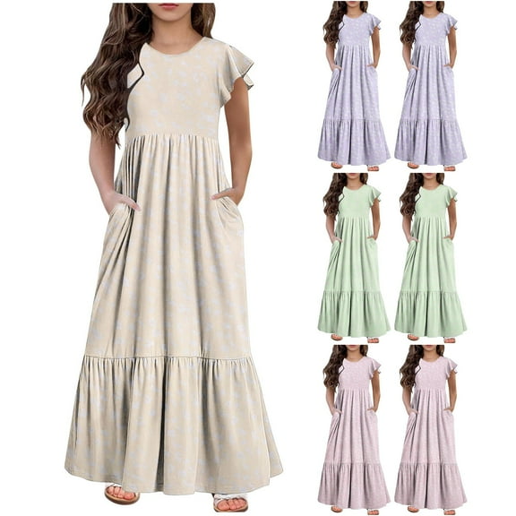 ZZwxWA Holiday Saving Fashion Girls Summer New Short Sleeves PrintingRound Neck Dress Toddler Girl Summer Clothes