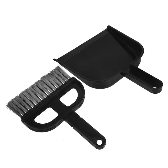LOLIPPYY Small Dustpan and Brush Set, Black, Plastic, for Home, Office, and Car