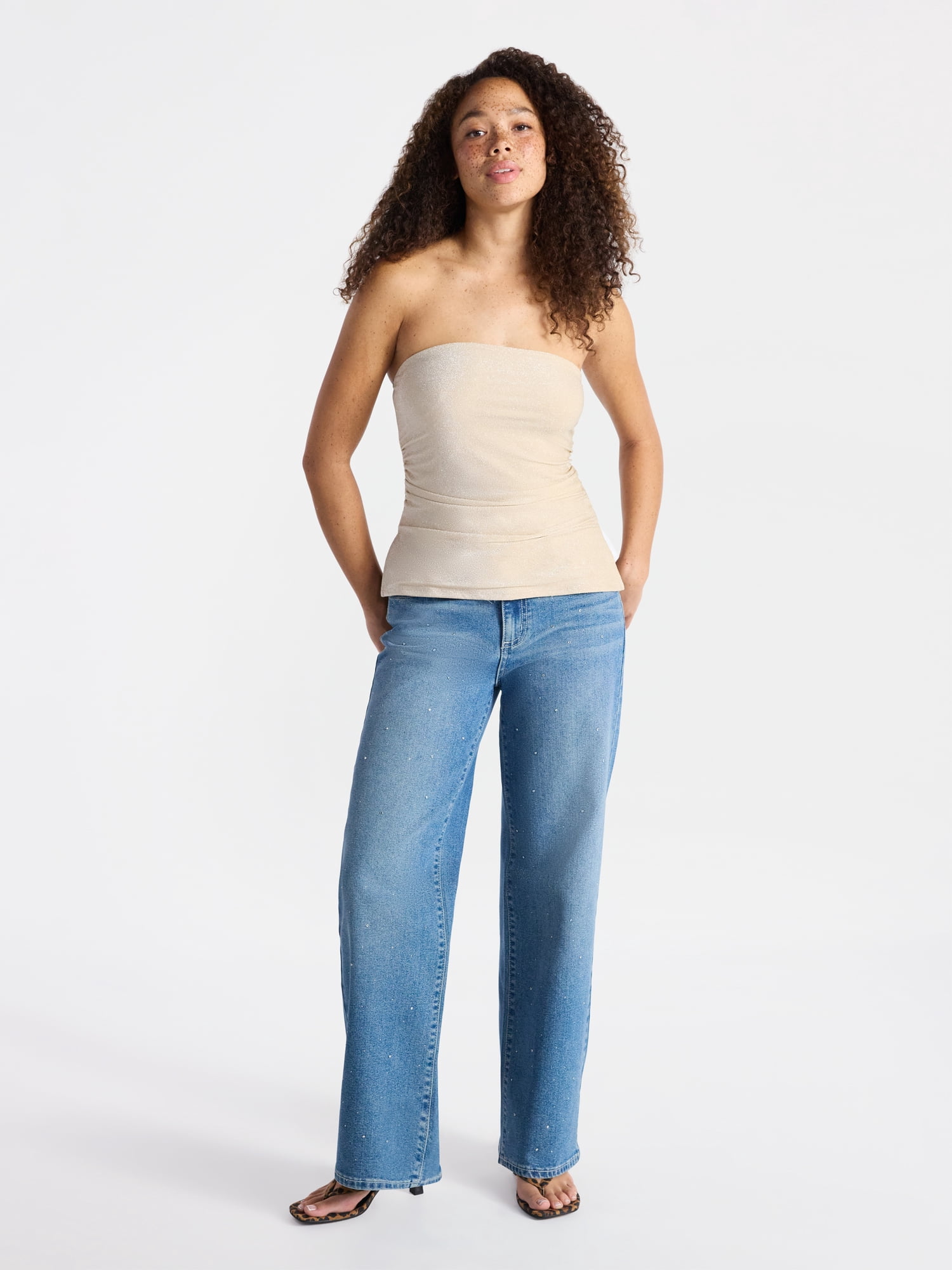 No Boundaries Metallic Tube Top, Women’s
