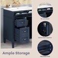 thumbnail image 4 of Bathroom Vanity with Sink 30 Inch, Bathroom Storage Cabinet With 3 Drawers, Cabinet Door Organizer & Adjustable Shelf, Blue, 4 of 7
