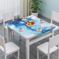 thumbnail image 3 of Blue Marble Pattern Square Fitted Tablecloth with Elastic Edge,Square Table Cover,Washable Elastic Table Cover for Home Kitchen Party Decor 36"x36", 3 of 6