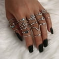 thumbnail image 1 of Fiudx Juego de Anillos Bohemios, Diseño de Hoja de Resina Hecho a Mano, Detalle de Diamante Ético, Patrón de Ojo En Forma de V, Colección de Joyas, Moda Femenina, Variado Ad de 20 Piezas, Regalo Perf, 1 of 7