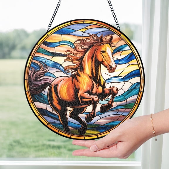 Horse Stained Glass Suncatcher, Horse Window Hanging, Horse Lover Decor, Farmhouse Art, Gift for Rider, Horse Owner Gift
