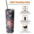 thumbnail image 6 of 20oz Pioneer Flower Skinny Tumblers Stainless Steel Tumbler with Lid and Straw,Vacuum Insulated Double Wall Travel Tumbler Cups with Cleaning Brush for Coffee,Tea, 6 of 6