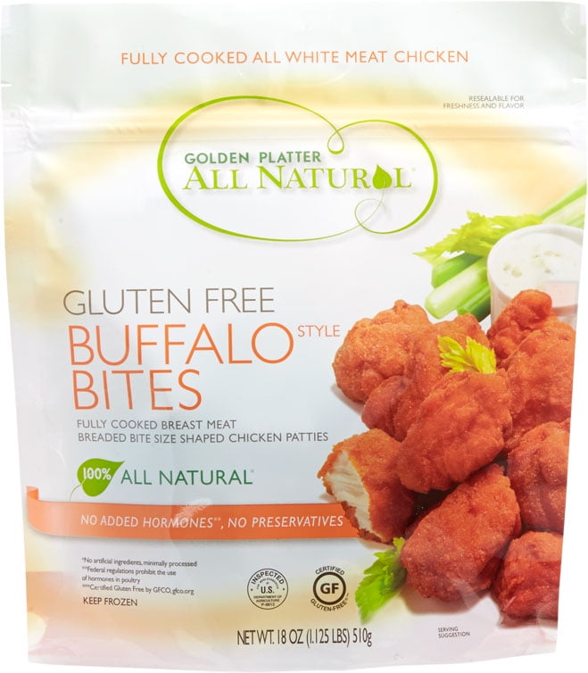 Golden Platter All Natural Gluten Free Buffalo Style Bites, 18oz, 24 CT Resealable Bag (Frozen)