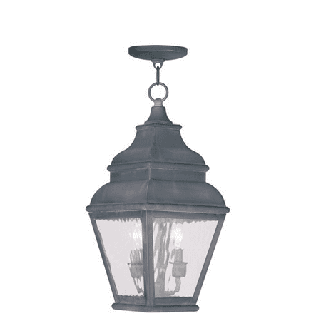 Crystal Glass Charcoal Outdoor Pendants 2 Light With Clear Water Glass Charcoal size 8 in 120 Watts - World of Crystal ()