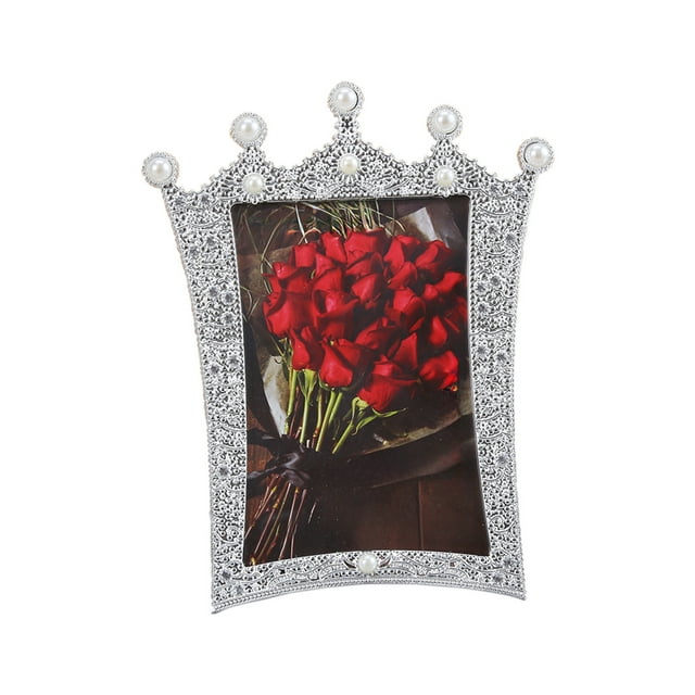 Leodye 1PCS European Pearl Inlaid Photo Frame Resin Material Vintage Home Wedding Desktop Decorative Display Frame