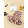 thumbnail image 3 of Toddler Baby Girl Summer Clothes Floral Boho Baby Girl Outfits Strap Tops Bell Bottom Flare Pants 2Pcs Set, 3 of 7
