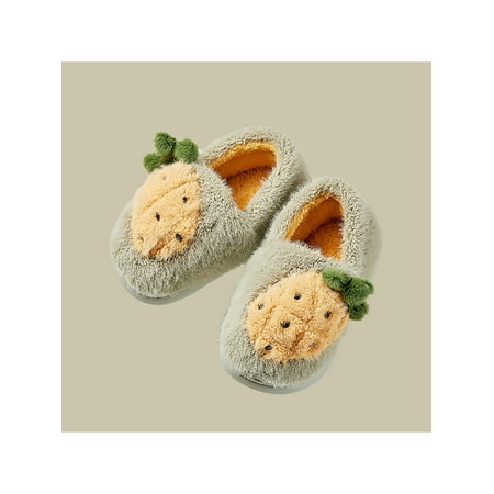 

Crocowalk Unisex-Child House Shoes Cartoon Warm Slippers Closed Toe Plush Slipper Cozy Memory Foam Bootie Girls Boys Lightweight Flat Shoe Green 13C