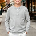 thumbnail image 2 of Lumtrix Boys Henley Long Sleeve Shirt Plain Crewneck Vintage Top Soft Spring Fall Winter Daily Wear Top Gray 150, 2 of 7