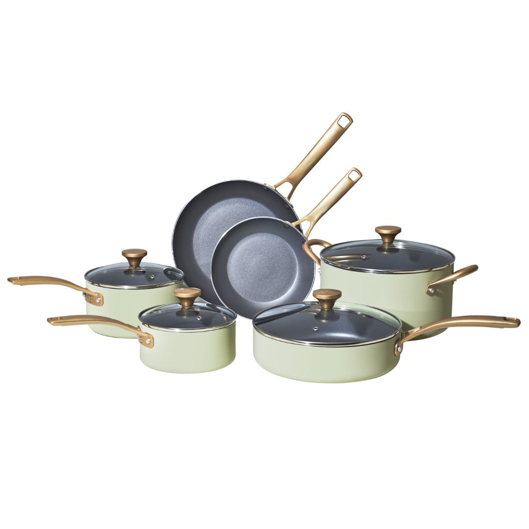 Beautiful 10 PC Cookware Set, Black Sesame by Drew Barrymore