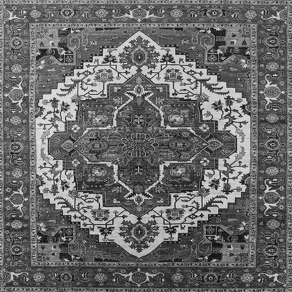 Ahgly Company Indoor Square Oriental Gray Industrial Area Rugs, 7' Square
