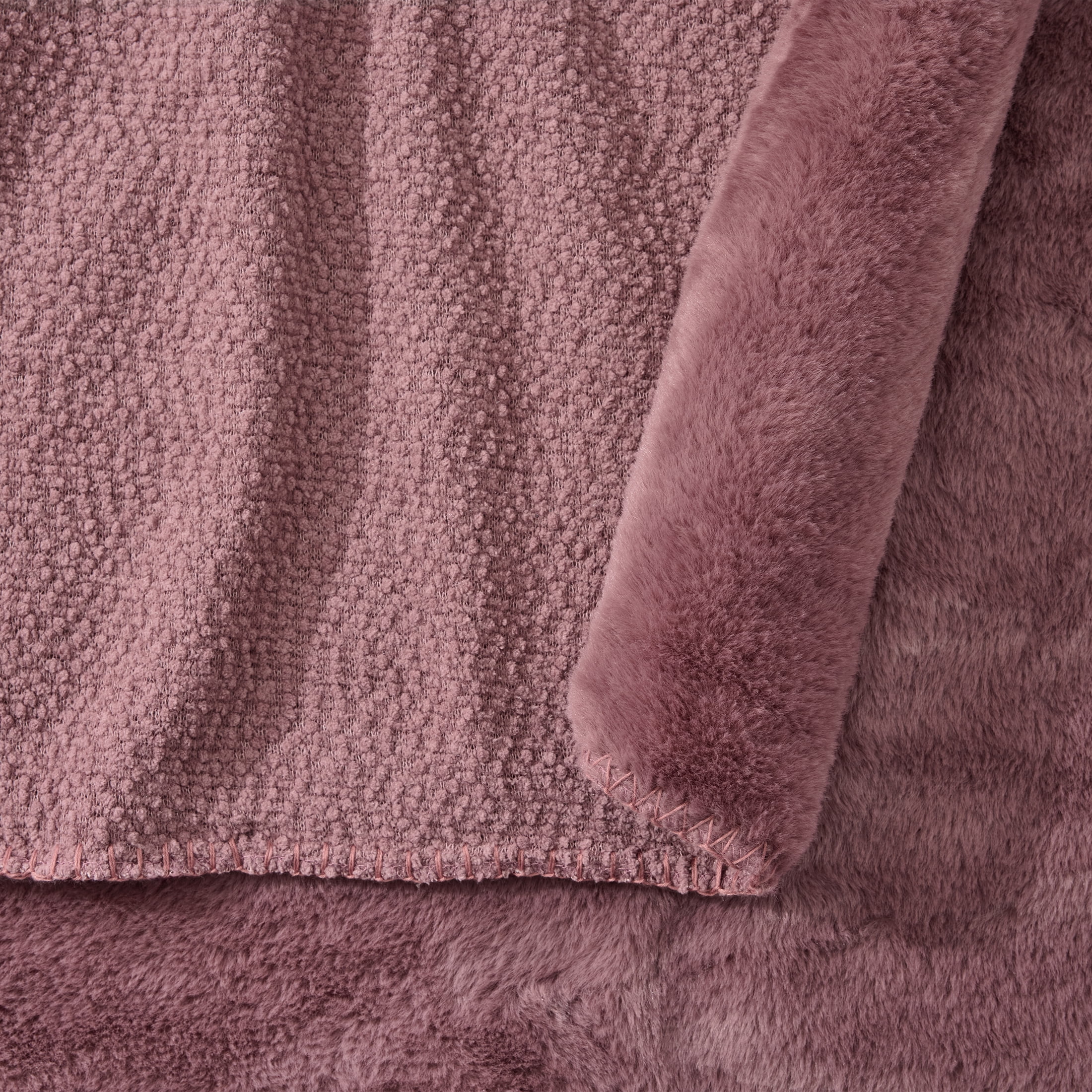 Better Homes & Gardens Violet Gem Boucle Reverse to Faux Fur Oversized Throw, 50 in x 72 in