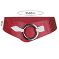 thumbnail image 4 of Deyuer Wide Elastic Belt Women Versatile Solid Color Stretchy Dress Belt Faux Leather Alloy Buckle Waistband.Red, 4 of 8