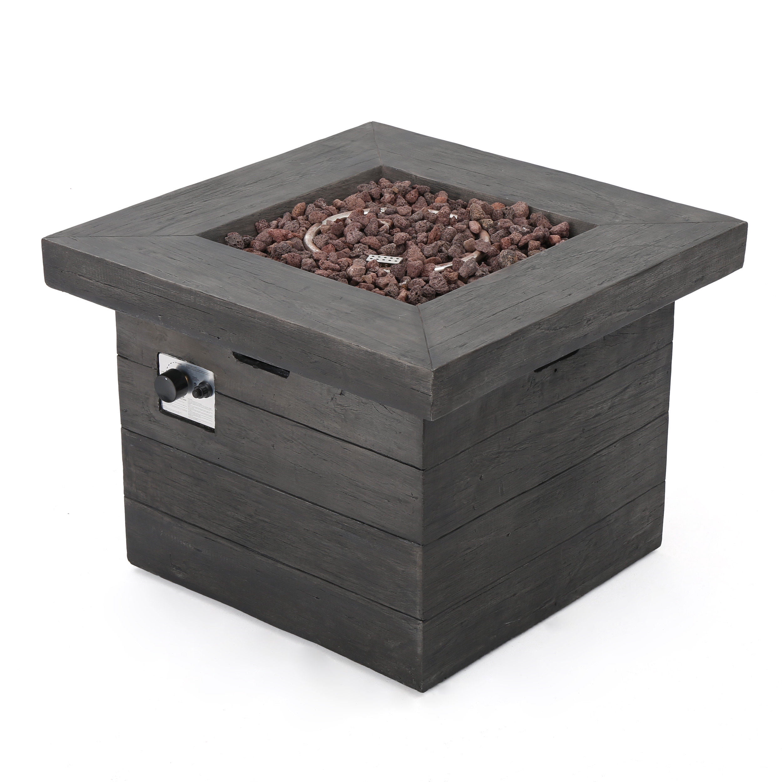 Ford Outdoor Square Lightweight Concrete Fire Pit, Grey