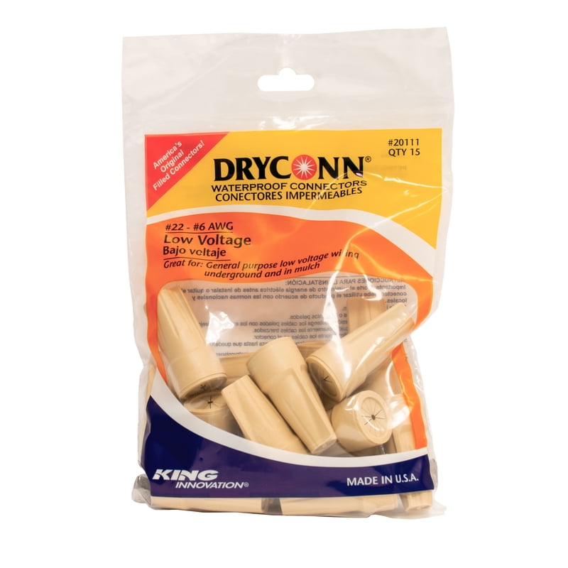 King Safety Products 20111 Tan Waterproof Low Voltage Wire Connector 15 Count