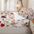 thumbnail image 5 of Homewish Dreamy Boho Mushrooms Zipper Twin Comforter Sets with Fitted Sheet and 2 Pillowcases,Butterfly Floral Zipper Bedding Set,White Red,Reversible,4pcs, 5 of 8