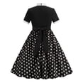 thumbnail image 2 of IBTOM CASTLE Girls 1950s Vintage Polka Dot Strawberry Swing Dress with Pockets Kids Girls Dress 1950s Retro Dress Short Sleeve Ruffle Tea Party Dress Black, 2 of 6
