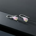 thumbnail image 5 of Gem Stone King 10K White Gold Pink Opal Dangle Earrings for Women (2.20 Cttw, Gemstone October Birthstone, Oval Cabochon 8x6MM), 5 of 5