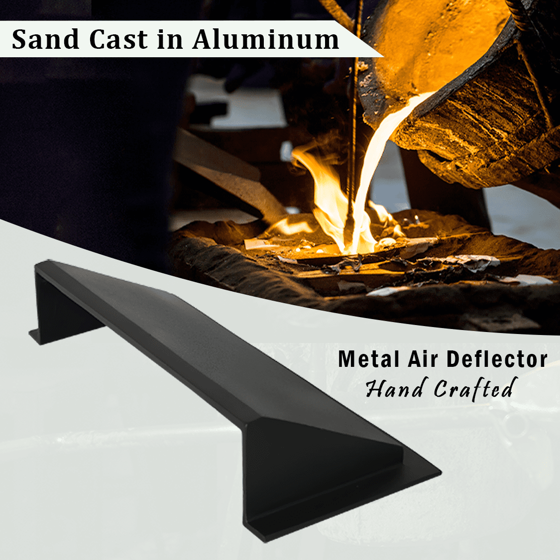 Solid Metal Deflector 4"x14" Unbreakable Cast Aluminum | Air & Heat Diverter