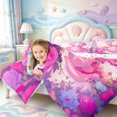 thumbnail image 4 of Manfei Rainbow Axolotl 7-Piece King Bedding,Kawaii Ocean Animal King Bed in a Bag,Colorful Stars Reversible, 4 of 7