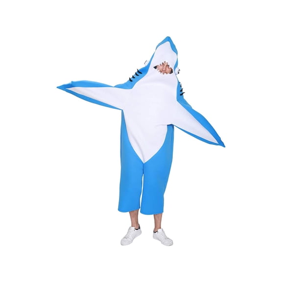 EraSpooky Adult Shark Costume Blue Mascot Party Funny Fancy