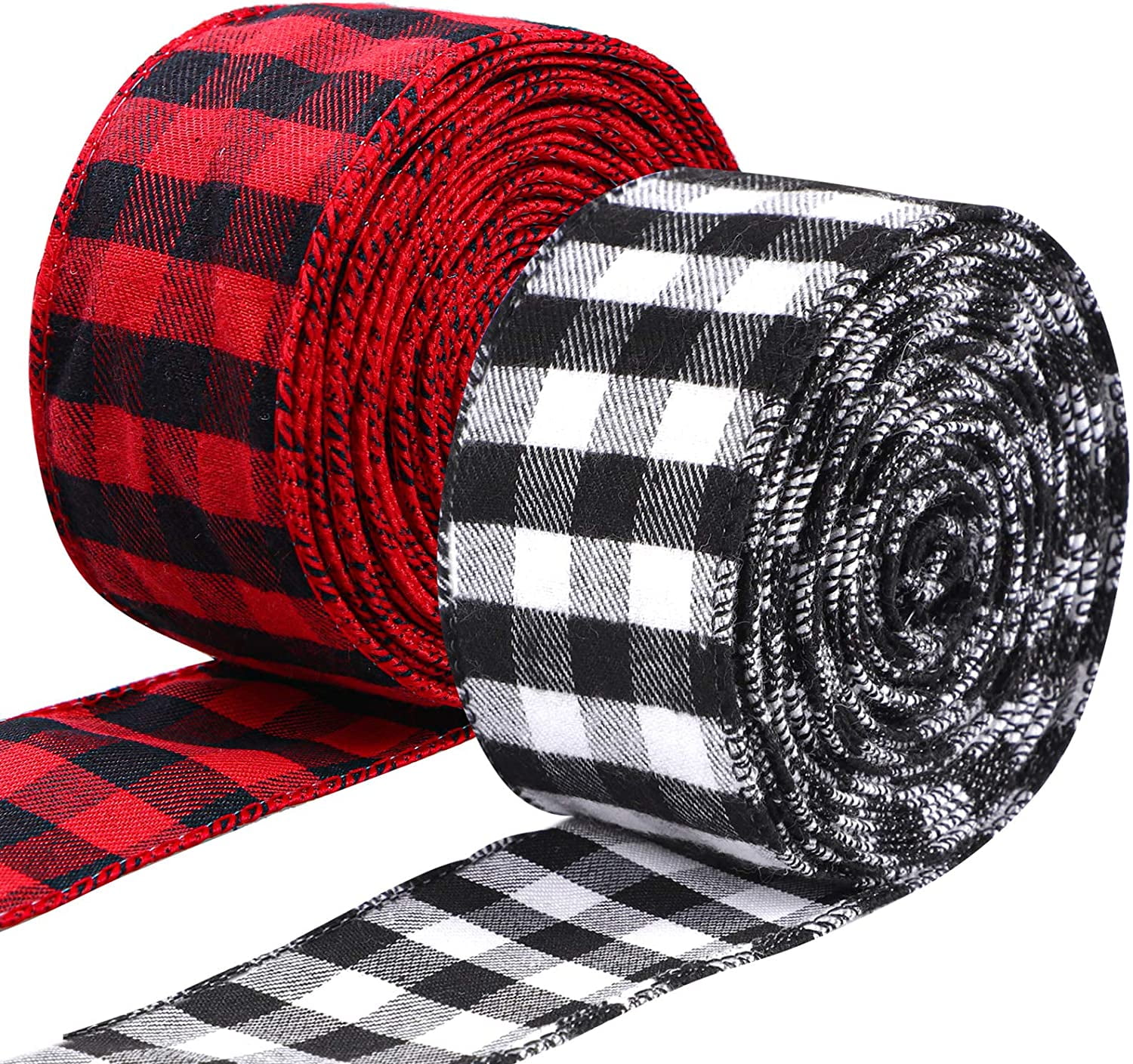 White and Black, 6.3cm x 6m Christmas Wreaths Craft 4 Rolls White and Black Plaid Burlap Christmas Wrapping Ribbon Gingham Christmas Tree Bows Wired Plaid Ribbon for Crafts Decoration White and Black, 6.3cm x 6m Christmas Wreaths Craft 4 Rolls White and Black Plaid Burlap Christmas Wrapping Ribbon Gingham Christmas Tree Bows Wired Plaid Ribbon for Crafts Decoration