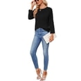 thumbnail image 5 of MOMOFEEL Long Sleeve Top for Woman Crewneck T-Shirts 3/4 Sleeve Tunic Tops For All Seasons (M9001 Black L), 5 of 6