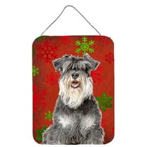 Carolines Treasures KJ1185DS1216 Red Snowflakes Holiday Christmas  Schnauzer Wall or Door Hanging Prints 12WX16H