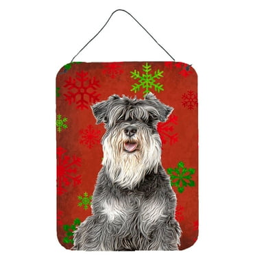 Carolines Treasures KJ1185DS1216 Red Snowflakes Holiday Christmas  Schnauzer Wall or Door Hanging Prints 12WX16H
