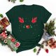 thumbnail image 2 of Gibobby Camisa navideña mujer Camiseta de manga corta con cuello redondo y estampado de Navidad para mujer(Verde,G), 2 of 5