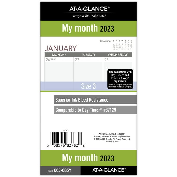 ATAGLANCE 2023 Monthly Planner Refill LooseLeaf Portable Size 3 34 x