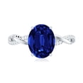 thumbnail image 4 of Rosec Jewels Oval Cut Lab Created Blue Sapphire Solitaire Ring with Diamond - 8X10 mm, 14K White Gold, US 9.50, 4 of 8