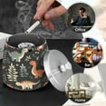 thumbnail image 4 of Yayeee Ashtray with Lid for Cigarette Smokeless Stainless Steel Home Ash Holder, Gray Dinosaur, 4 of 7