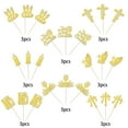 24 Pack First Holy Communion Cupcake Toppers Glitter Cross Bible
