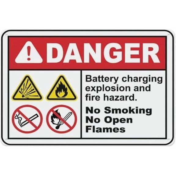 Warning Sign: Explosion and Fire Hazard, Tin Sign Vintage Metal Wall Decor, Ideal for Industrial Areas alerting to Risks 12x8 Inch