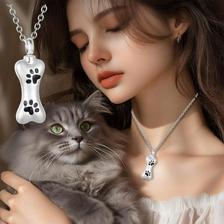 Roudbright Memorial Pet Ashes Necklace - Stainless Steel Pendant Jewelry for Dog Ashes  Elegant Perfume Bottle Keepsake  Black/Silver/Gold