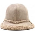 thumbnail image 2 of CoCopeaunts Solid Bucket Hat for Women Solid Suede Lamb Hair Warm Winter Hats Outdoor Sunscreen Reversible Double Sided Wear, 2 of 8