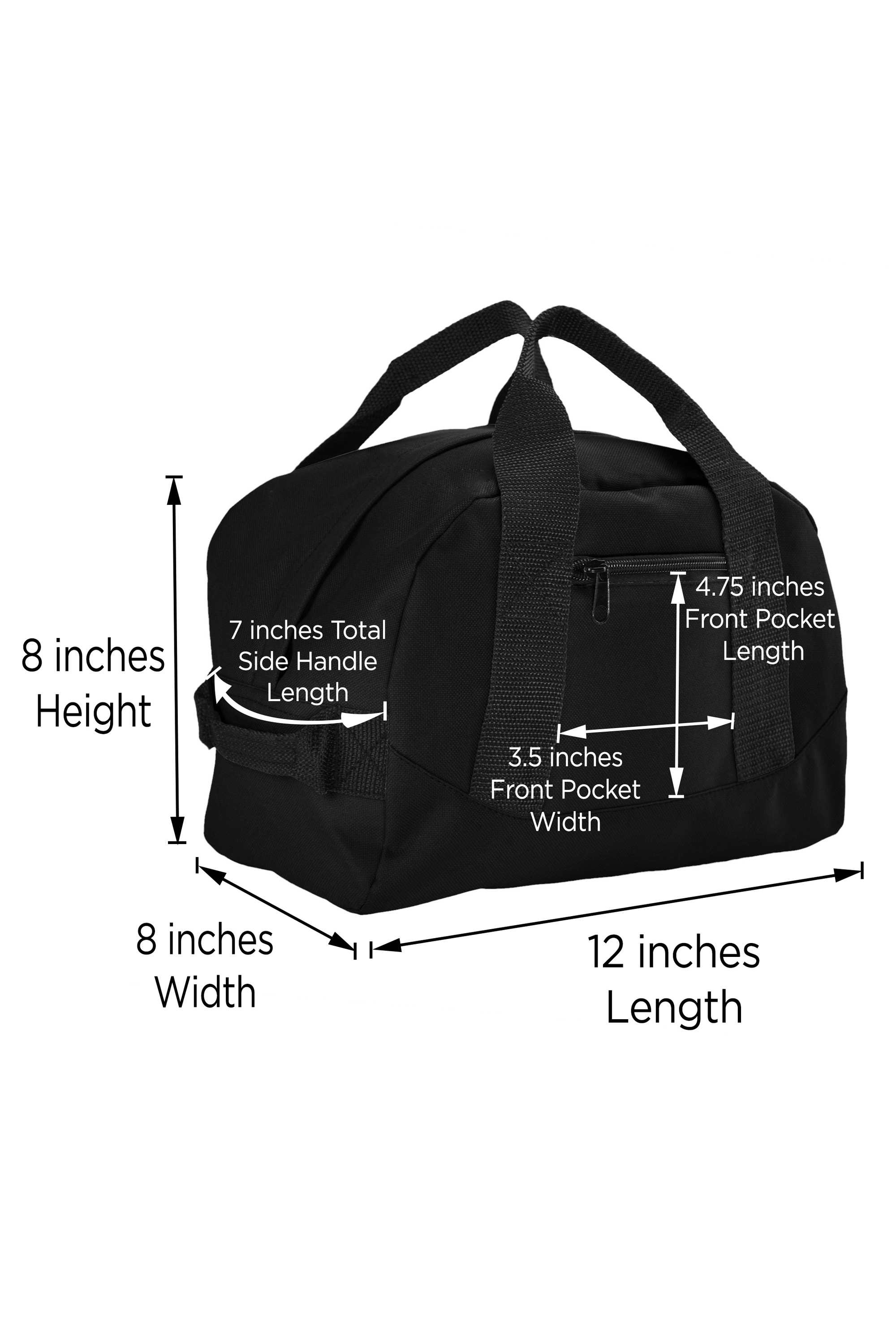 DALIX 12" Mini Duffel Gym Bag in Black photo 5