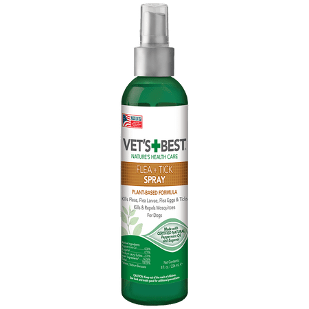Vets Best Flea & Tick Spray | Flea Treatment and Mosquito Repellent for Dogs | Flea Killer with Certified Natural Oils | 8 (Best Flea Repellent For Cats)