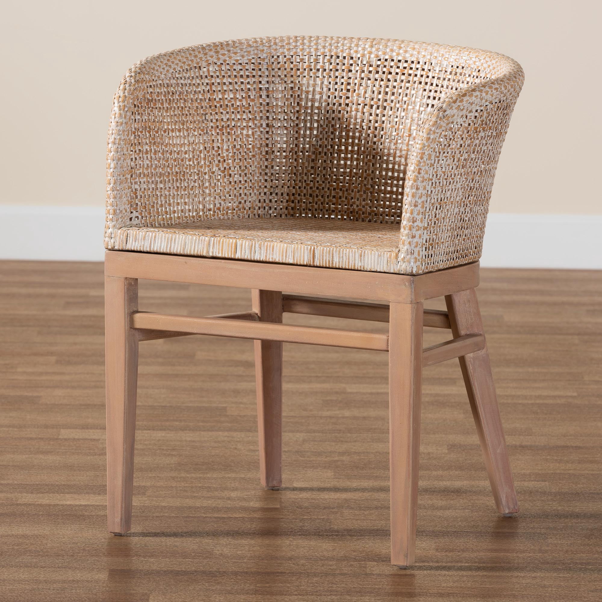 bali & pari Papua Boho Dining Chair, One Size, Antique white washed