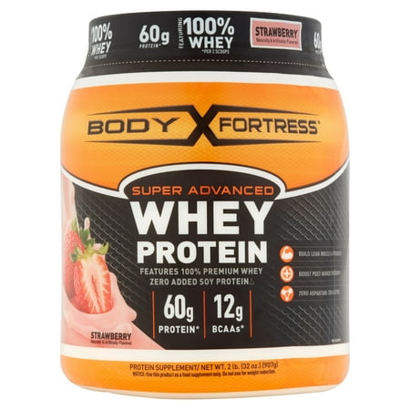 Body Fortress Super Advanced Whey Protein, fraises, 2 lbs