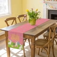 thumbnail image 6 of Happy Easter Table Runner, Easter Rabbits Eggs Floral Grass Pink Background Cotton Linen Kitchen Table Decoration Washable Dining Tabletop Runners for Home Party Decor 13x60 Inches, 6 of 9
